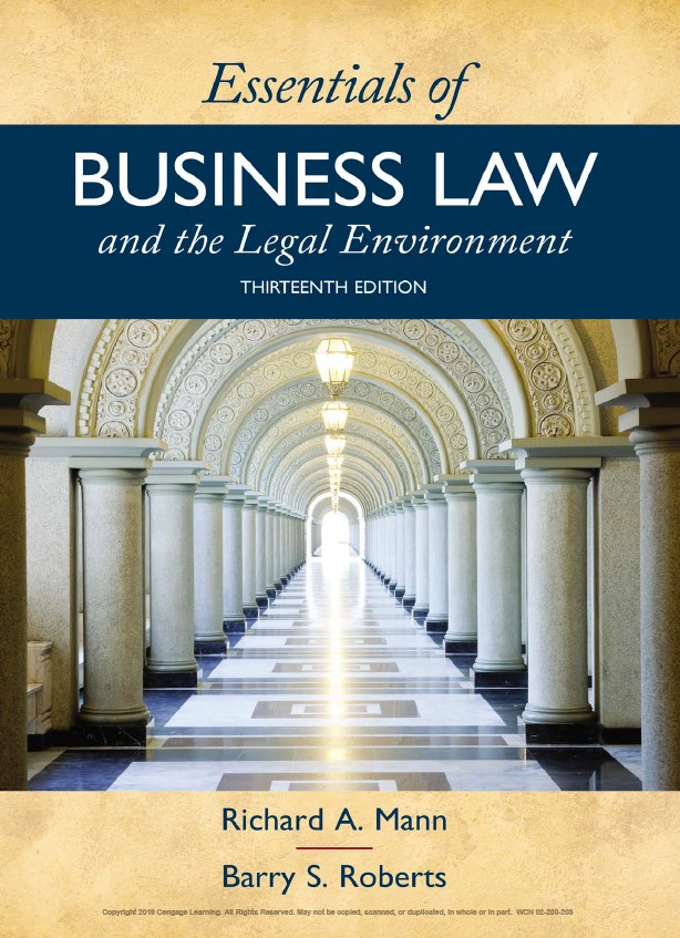 Book cover: Essentials of business law: and the legal environment.