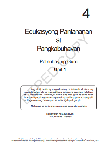Book cover: Edukasyong pantahanan at pangkabuhayan – ikaapat na baitang: patnubay ng guro.