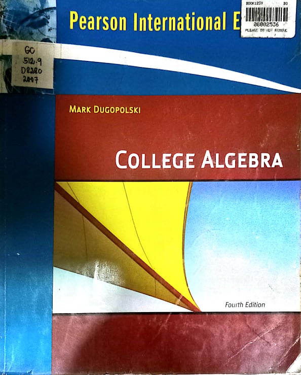 Book cover: College algebra