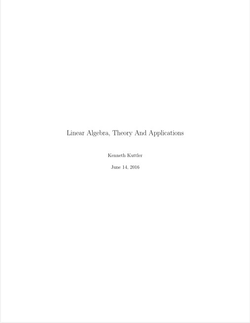 Book cover: Linear algebra: theory and applications
