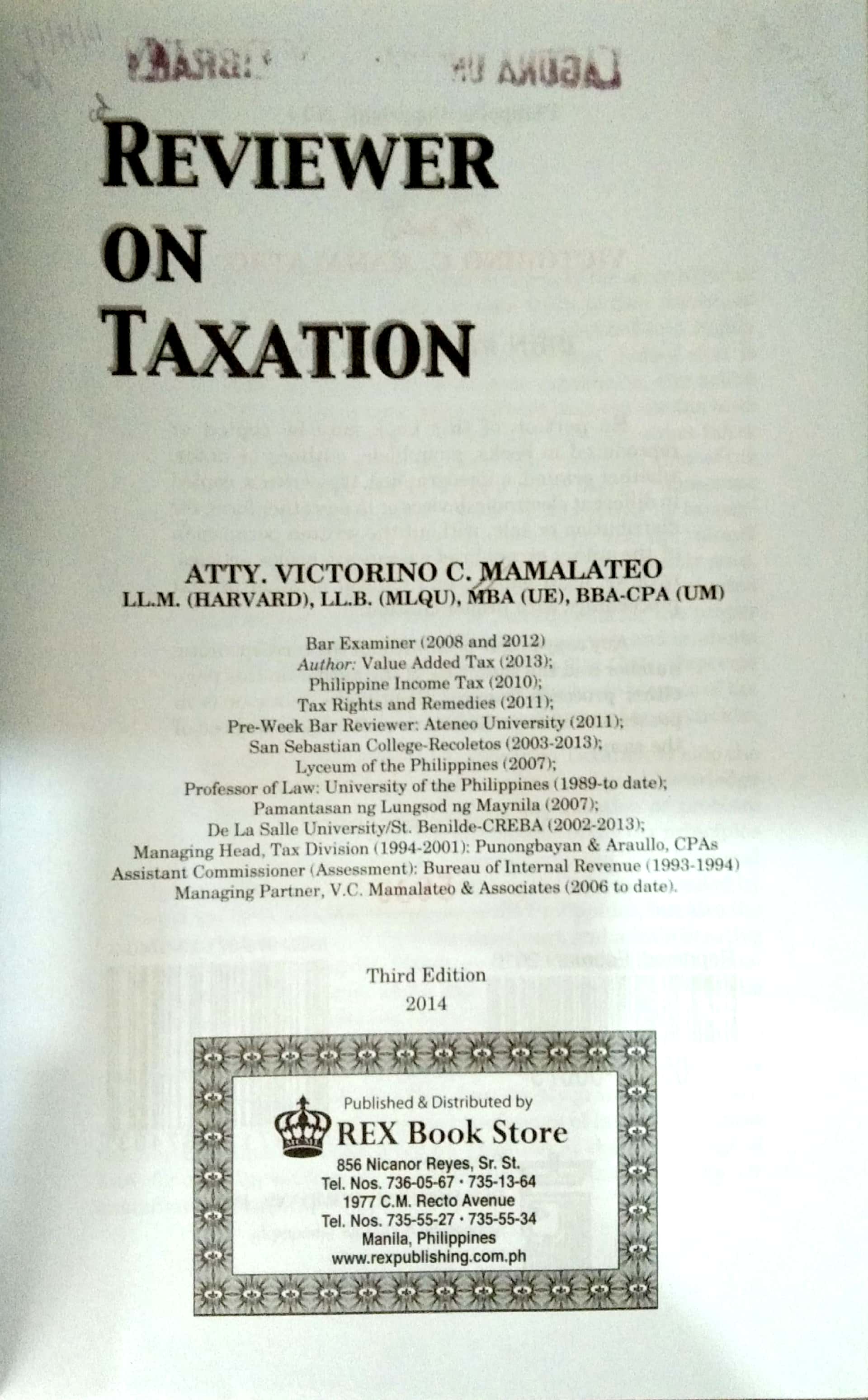 Book cover: Reviewer on taxation