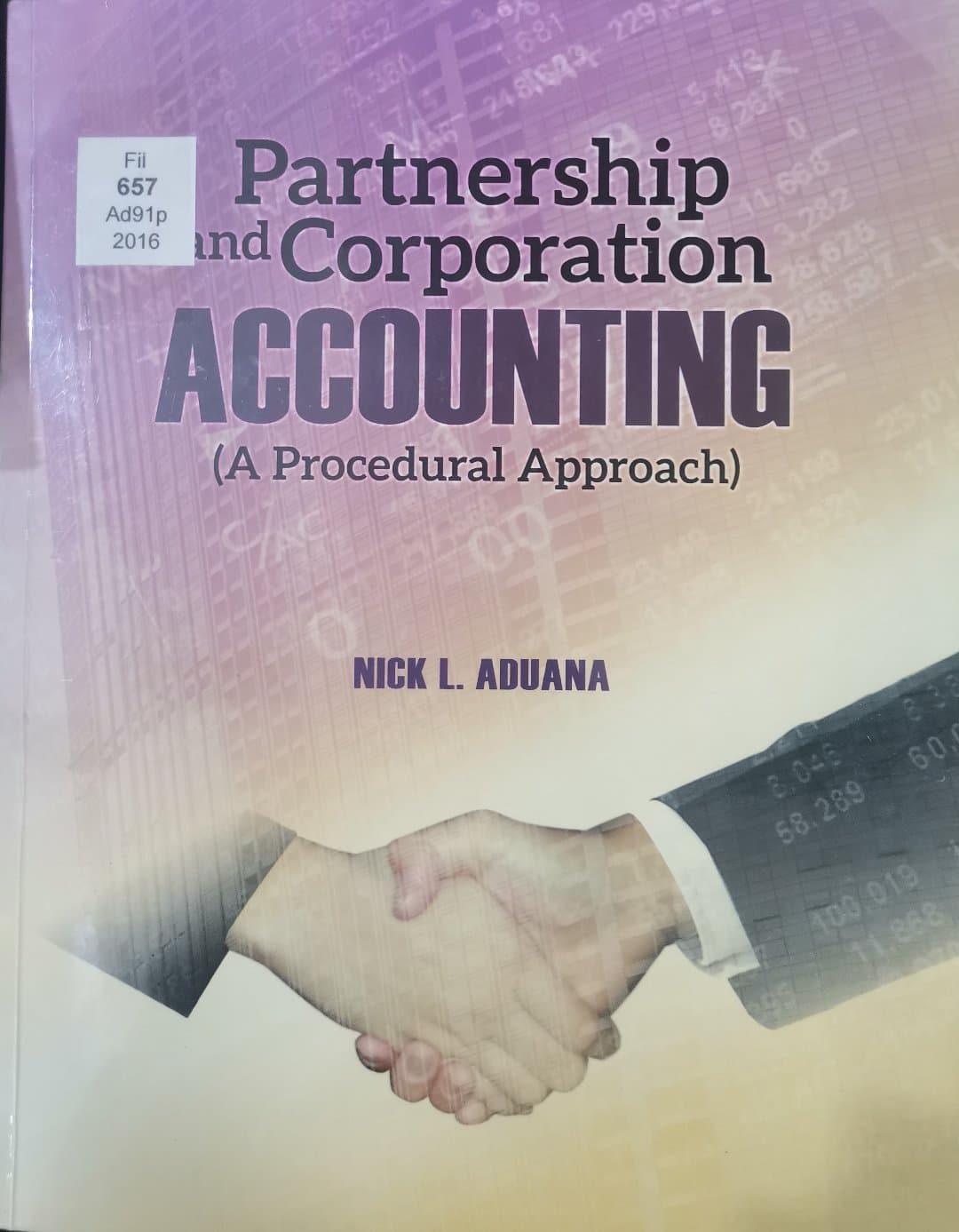 Book cover: Partnership and corporation accounting (a procedural approach)