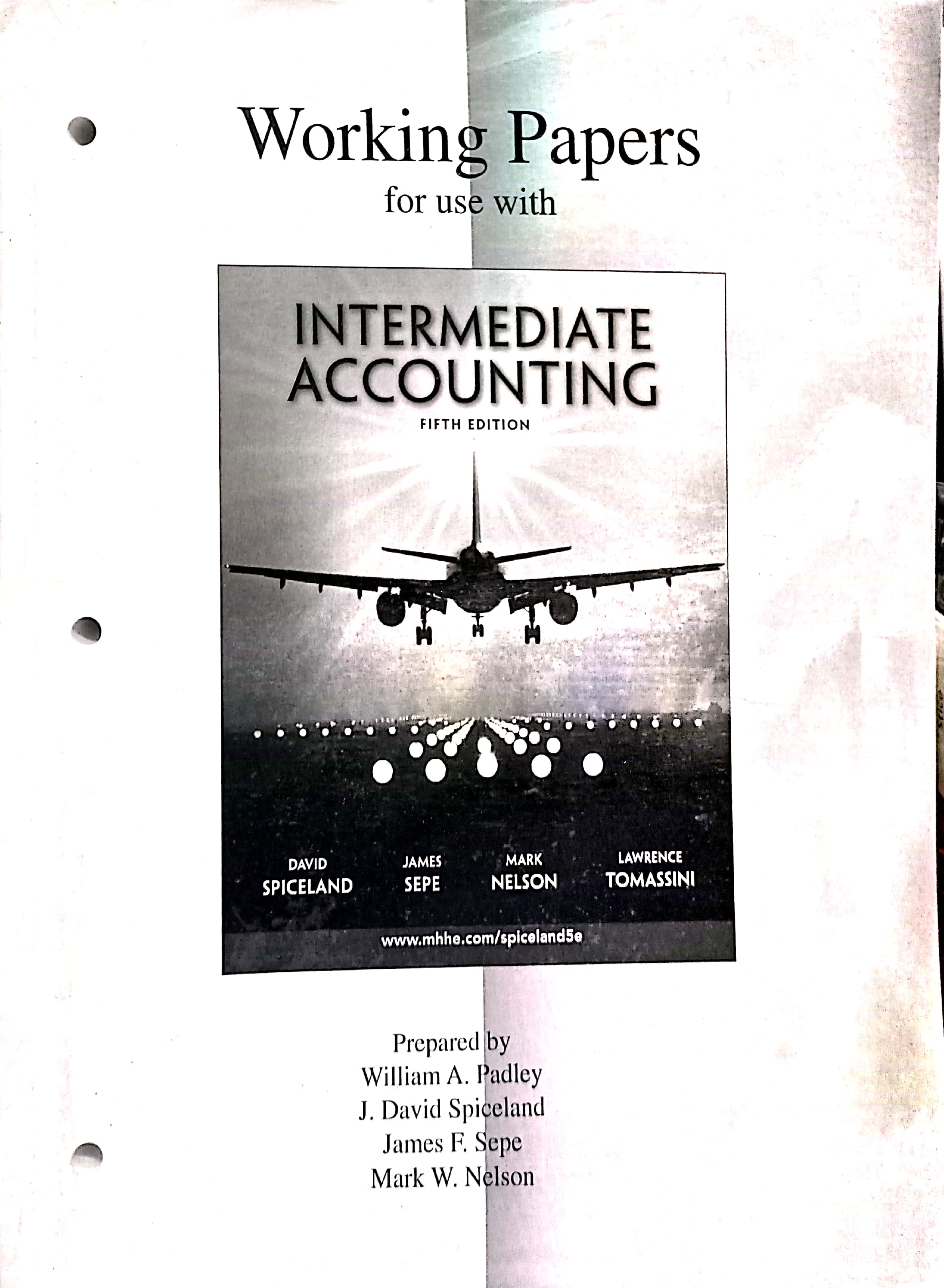 Book cover: Working papers for use with intermediate accounting