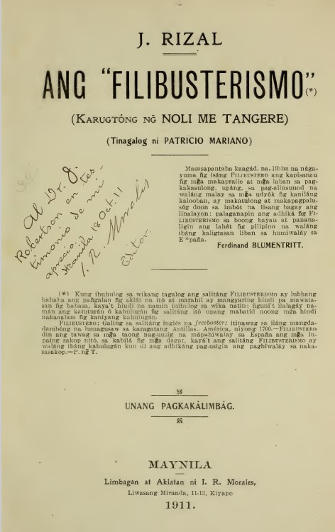Book cover: Ang Filibusterismo