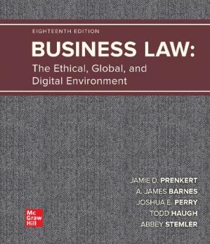 Book cover: Business law : the ethical, global, and digital environment