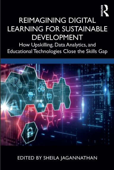 Book cover: Reimagining digital learning for sustainable development: how upskilling, data analytics, and educational technologies close the skills gap.